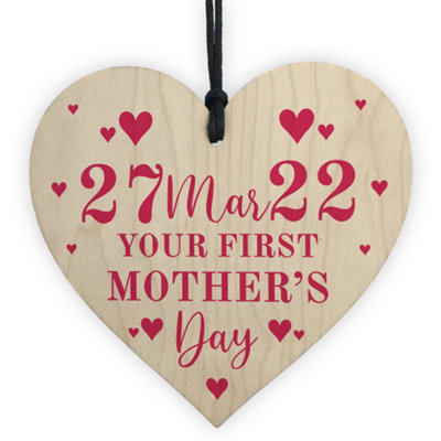 B&Q -  Your 1St Mothers Day Gift Wooden Heart Gift For New Mum Mummy From Daughter Son Keepsake