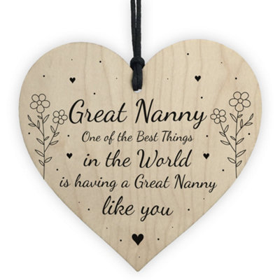 Red Ocean Mothers Day Gift For Great Nanny Wood Heart Thank You Birthday Gift From Grandchildren from B&Q