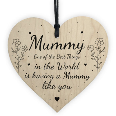 Red Ocean Mothers Day Gift For Mummy Wood Heart Thank You Birthday Gift From Daughter Son from B&Q