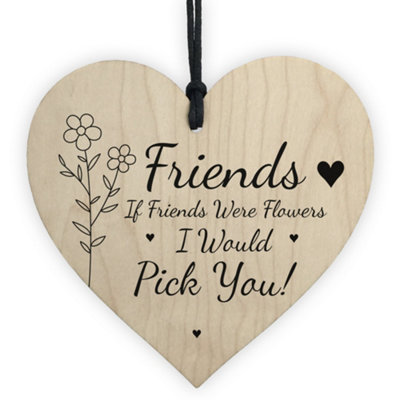 B&Q -  Thank You Gift For Friend Wood Heart Friendship Gift Best Friend Birthday Gift Keepsake