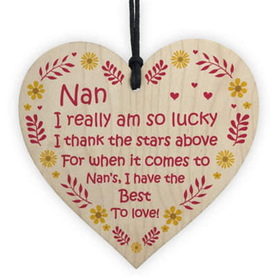 Red Ocean Nan Gifts For Birthday Mothers Day Wooden Heart Gift For Her Novelty Nan Gifts from B&Q