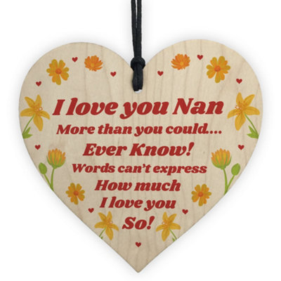 Red Ocean Nan Nanny Wooden Heart Keepsake Birthday Mothers Day Gifts For Her Grandparent from B&Q