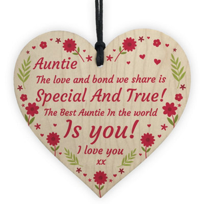 Red Ocean Special Gift For Auntie Birthday Mothers Day Wood Heart Gift From Niece Nephew Keepsake from B&Q