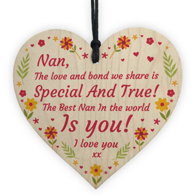Red Ocean Special Nan Gift For Mothers Day Birthday Wood Heart Thank You Gift From Grandchildren from B&Q