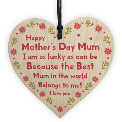 Red Ocean Special Mothers Day Gift For Mum Wood Heart Gift From Daughter Son Thank You Gift from B&Q