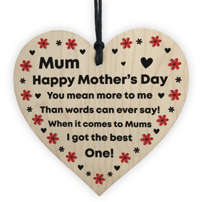 B&Q -  Mum Gift For Mothers Day Wood Heart Thank You Gift From Daughter Son Keepsake