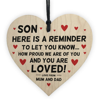 Red Ocean Son Gifts From Dad Mum Wood Heart Gift For Him 16Th 18Th 21St Birthday Gift from B&Q