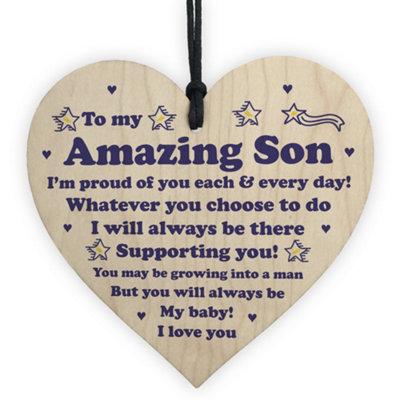Red Ocean Gift For Son For Birthday Wood Heart 16Th 18Th 21St Birthday Gift From Mum Dad from B&Q