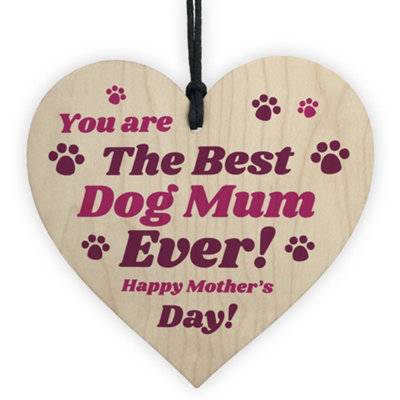 Red Ocean Funny Mothers Day Gift For Best Dog Mum Wood Heart Gift From Dog Pet Gift Keepsake from B&Q