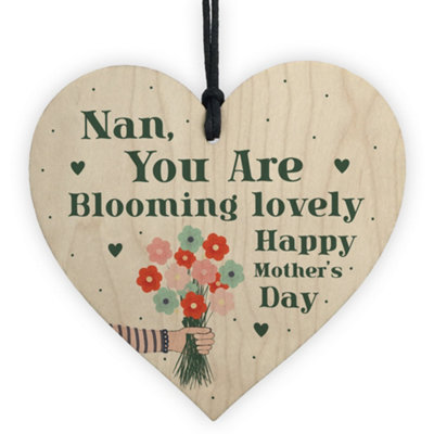 Red Ocean Mothers Day Gifts Wood Heart Blooming Lovely Special Nan Gift From Grandchildren from B&Q
