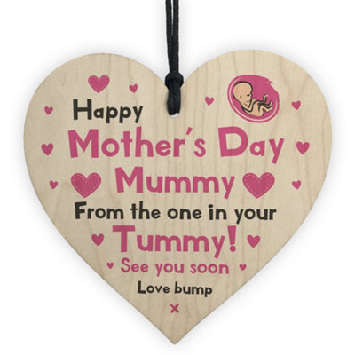 Red Ocean Mothers Day Mummy To Be Gift From Bump Newborn Baby Mum Wood Heart Gift from B&Q