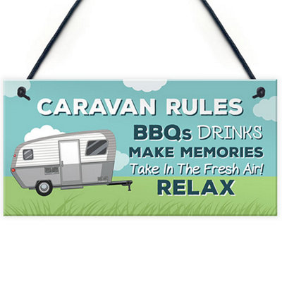 Red Ocean Caravan Rules Plaque Novelty Caravan Accessories Motorhome Gifts And Signs from B&Q