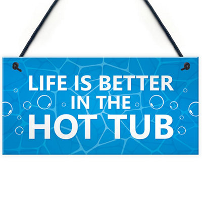 Red Ocean Hot Tub Novelty Plaque For Garden Hot Tub Garden Shed Novelty Home Decor Gifts from B&Q