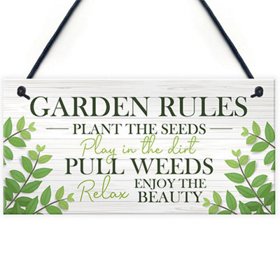 Red Ocean Garden Plaque Gift Summerhouse Decking Shed Sign Home Decor Rules Sign Gift from B&Q