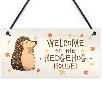Red Ocean Welcome Hedgehog Sign Hanging Garden Shed Plaque Hedgehog Gift Family Gift Home Decor Plaque from B&Q