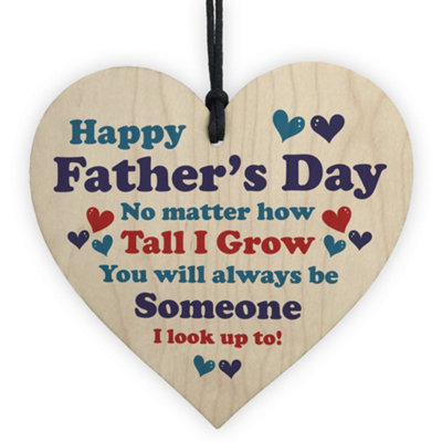 B&Q -  Fathers Day Plaque Wood Heart Dad Gift From Daughter Son Dad Gifts For Him Keepsake