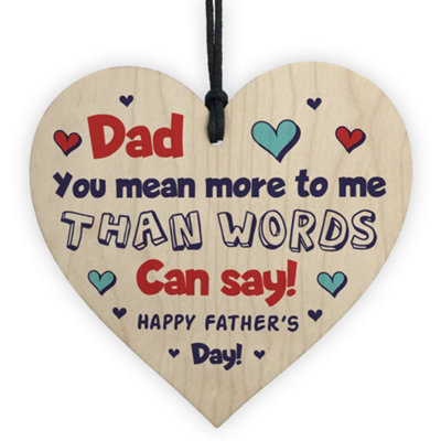 B&Q -  Dad Gifts For Fathers Day Wood Heart Dad Gifts From Daughter Son Love Gift For Him