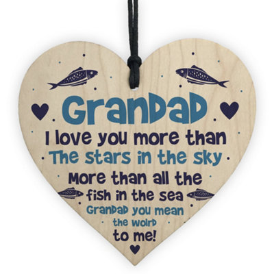 Red Ocean Special Gift For Grandad Birthday Fathers Day Gift For Grandad Wood Heart Gift From Grandchildren from B&Q