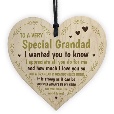 Red Ocean Grandad Gifts For Birthday Fathers Day Wood Heart Special Grandparent Gift For Grandad Keepsake from B&Q
