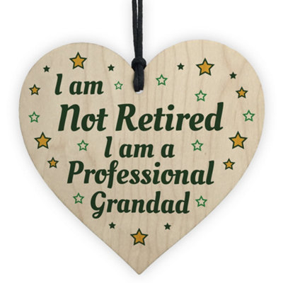 Red Ocean Funny Grandad Gift Wood Heart Not Retired Birthday Gift For Grandad Gift For Him Grandparent Gift from B&Q