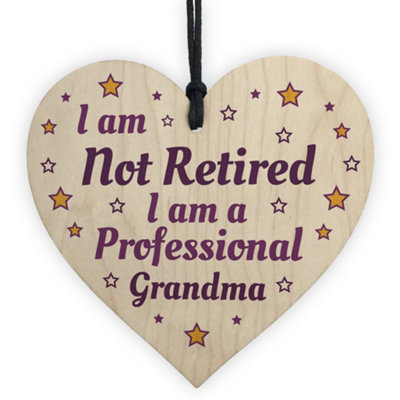 Red Ocean Funny Grandma Gift Wood Heart Not Retired Birthday Gift For Grandma Gift For Her Grandparent Gift from B&Q