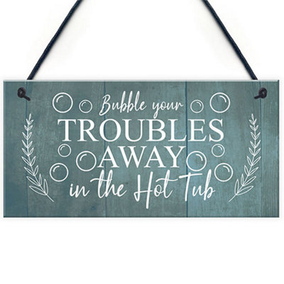 Red Ocean Garden Sign Hot Tub Sign Hanging Wall Plaque Hot Tub Accessories Summerhouse Sign from B&Q