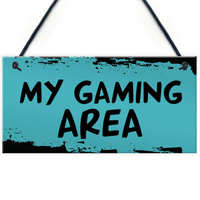 Red Ocean Gaming Area Hanging Games Room Plaque For Boys Bedroom Gamer Gift For Son Brother from B&Q