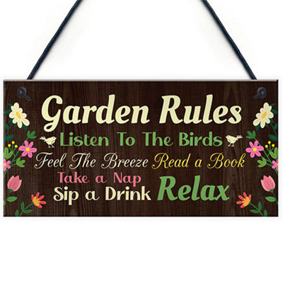 Red Ocean Garden Signs And Plaques For Outside Garden Rules Sign Novelty Hanging Plaque Summer House Sign Shed Sign Friendship from B&Q