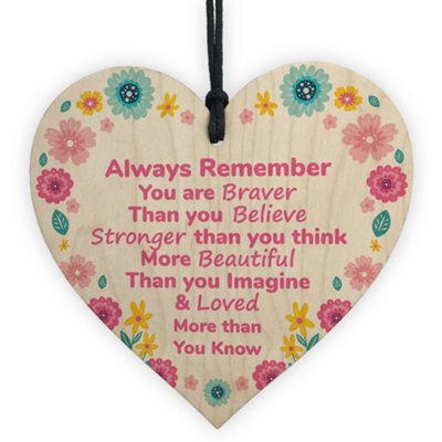 B&Q -  Inspirational Gift For Best Friend Novelty Friendship Wooden Hanging Heart Plaque Gift For Birthday