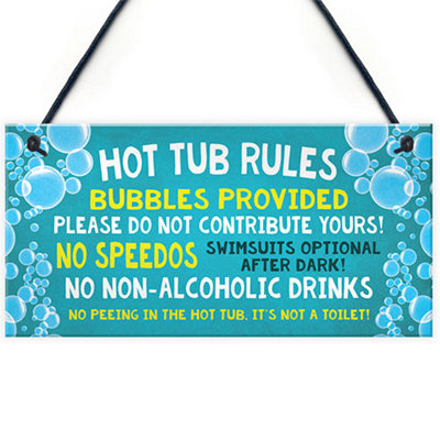 B&Q -  Hot Tub Rules Sign Funny Hot Tub Sign For Garden Hot Tub Accessories Gift For Women Men Garden Signs