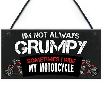 Red Ocean Not Always Grumpy Funny Motorbike Plaque For Bikers Gift For Biker Enthusiast Novelty Motorcycle Accessories from B&Q