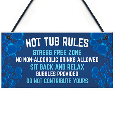 Red Ocean Hanging Hot Tub Rules Plaque Funny Garden Sign For Hot Tub Novelty Home Decor Signs from B&Q