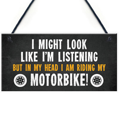 Red Ocean Motorbike Hanging Garage Sign Biker Motorcycle Gifts For Men Novelty Birthday Gifts For Men from B&Q