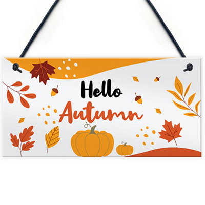 Red Ocean Autumn GiftsAutumn House DecorHanging Hello Autumn SignAutumn DecorationPumpkinsAutumn Acccessories Decor from B&Q