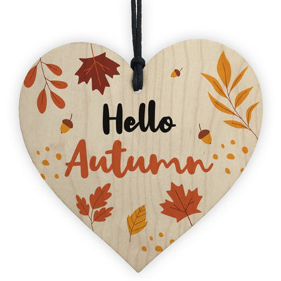 Red Ocean Autumn GiftsAutumn House DecorWood Heart Hello Autumn SignAutumn DecorationPumpkins, from B&Q