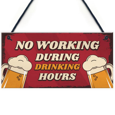 B&Q -  Funny Bar Signs Drinking Hours Man Cave Bar Pub Sign Gift For Him Home Bar Sign
