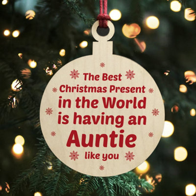 Red Ocean Auntie Gifts For Christmas Aunt Aunty Gifts Wooden Hanging Bauble Niece Nephew Gift from B&Q