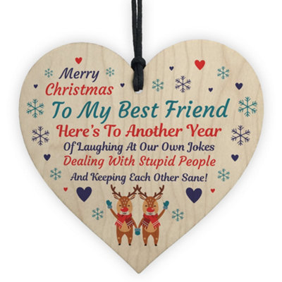 Red Ocean Best Friend Christmas Gift Poem Hanging Heart Christmas Decoration Friend Gifts Bff from B&Q