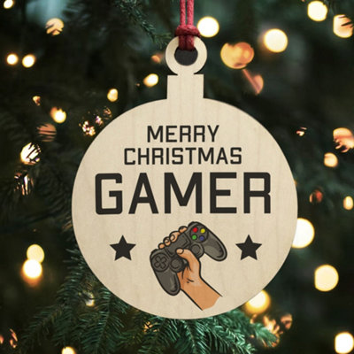 Red Ocean Gamer Gift For Christmas Wood Bauble Son Brother Christmas Gift For Him Keepsake from B&Q