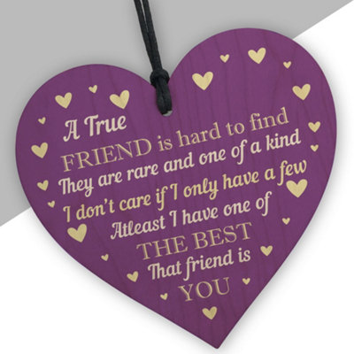 Red Ocean Friendship Plaque Best Friend Gift True Friend Wood Heart Thank You Birthday Christmas Gift from B&Q