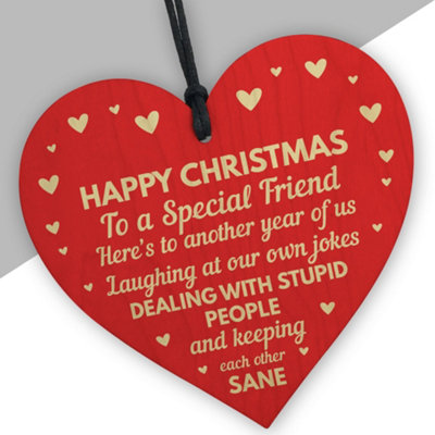 B&Q -  Christmas Gift Wood Heart Sign Novelty Friendship Gift For Best Friend Keepsake