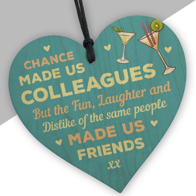 Red Ocean Chance Made Us Colleagues Fun And Laughter Novelty Wooden Hanging Heart Leaving Gift Plaque Work Friendship Sign from B&Q