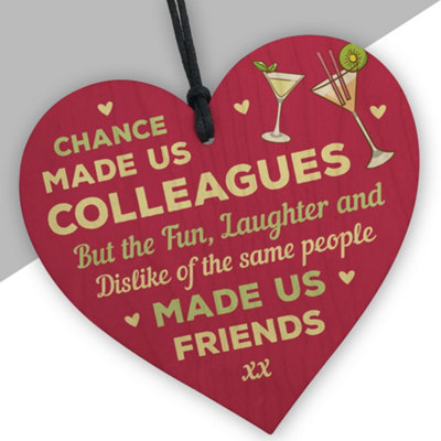 Red Ocean Chance Made S Colleagues Gift Fun And Laughter Wooden Heart Leaving Gift Plaque Work Friendship Sign from B&Q