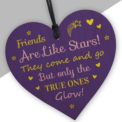 Red Ocean Friendship Plaque Friends Are Like Stars Best Friend Gift Wood Heart Sign Thank You Birthday from B&Q