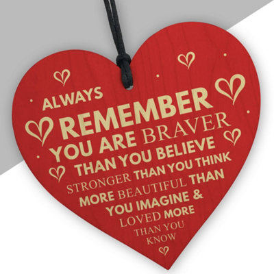 Red Ocean Handmade Wooden Heart Always Remember Loved More Than You Know Plaque Sign Gift For Your Best Friendship Friend from B&Q