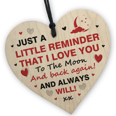 B&Q -  Love You To The Moon And Back Valentines Gift Wood Heart Gift For Him Or Her Husband Wife