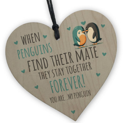 Red Ocean You Are My Penguin Present For Valentines Anniversary Wood Heart Plaque Gift For Husband Wife Partner Him Her from B&Q