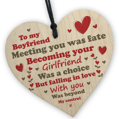 B&Q -  Valentines Gift Boyfriend Wood Heart Plaque Gift For Boyfriend For Anniversary Gift For Him