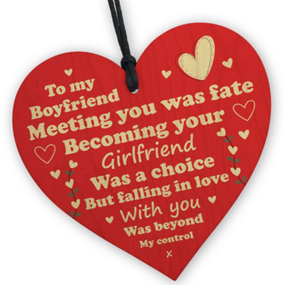 Red Ocean Valentines Gift Boyfriend Red Wood Heart Plaque Gift For Boyfriend For Anniversary Gift For Him from B&Q