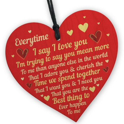 Red Ocean Perfect Valentines Day Gift For Him Her I Love You Gift For Anniversary Present Wood Heart Keepsake